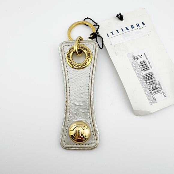 Vintage‎ Just Cavalli Leather Keychain Gold Logo Key Ring Made in Italy - Picture 1 of 10
